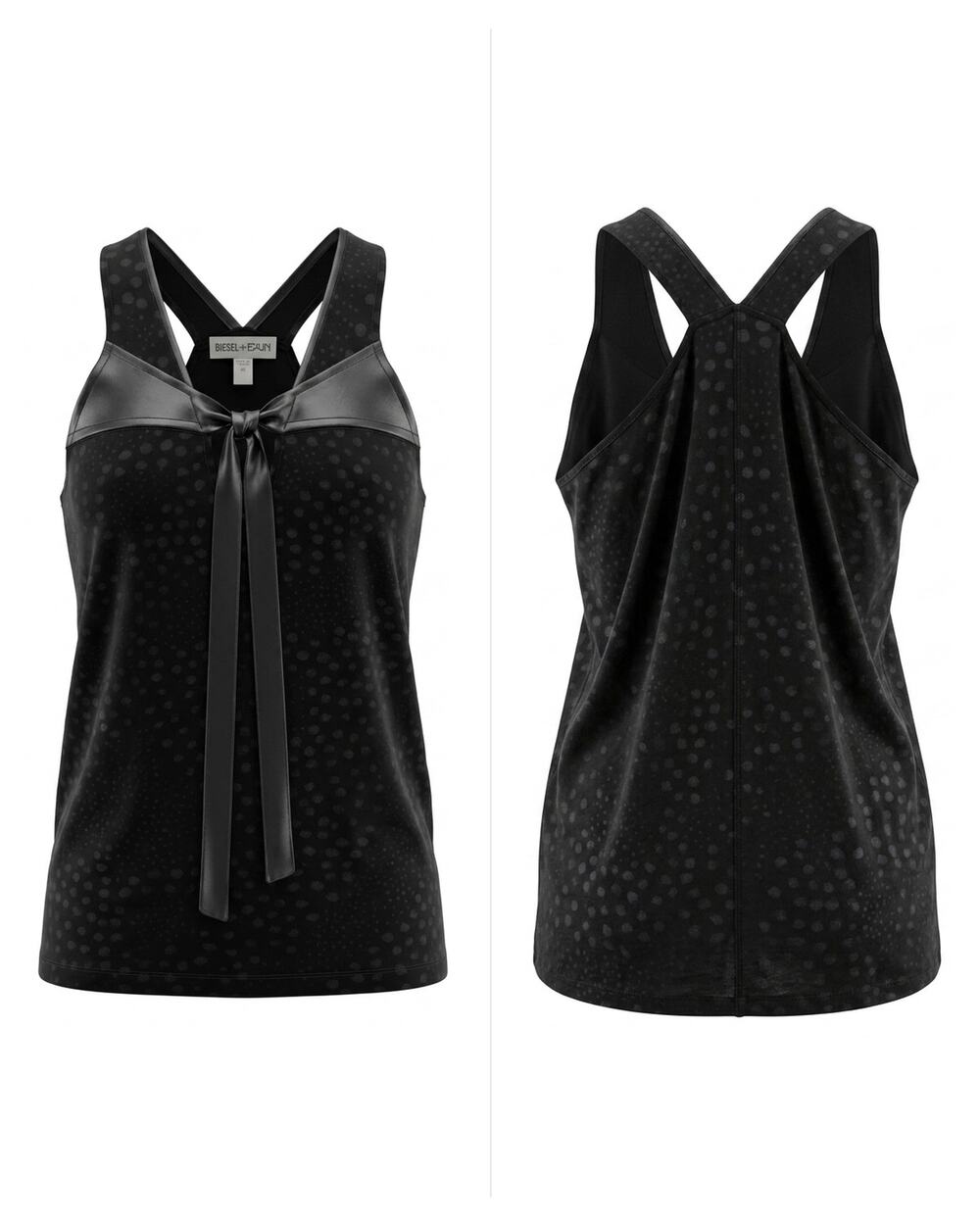 Diesel + Edun Leather Black Sleeveless Polka Dot Tank Top Women Size XS